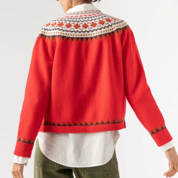 Alex Mill Hilde Fair Isle Cadigan - Flame Multi - Picture 2 of 4
